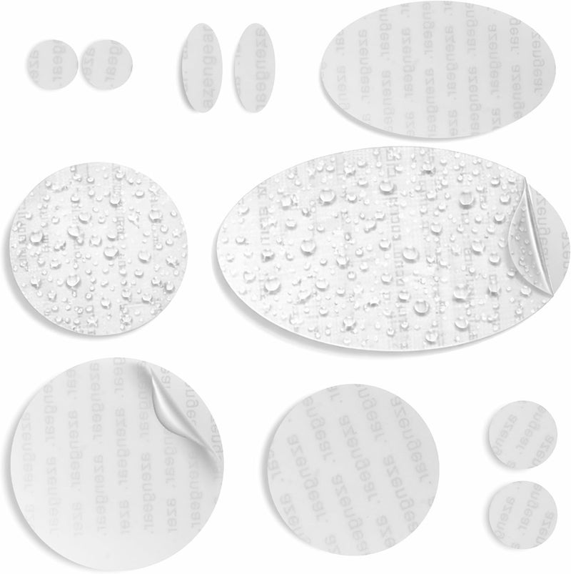 aZengear Repair Patches (30+ Colors) for Jackets, Tent, Shoe Toe, Inflatables, Clothing - Self-Adhesive, Waterproof, Tenacious, Clear, Tear-Cold-Heat-Resistant (11 Pcs, Transparent) - Image 1